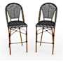 Flash Furniture Lily Pond 2 Piece Aluminum and Rattan Bar Stool Set Black and White / Natural