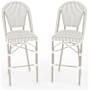Flash Furniture Lily Pond 2 Piece Aluminum and Rattan Bar Stool Set White and Gray / Gray