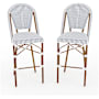 Flash Furniture Lily Pond 2 Piece Aluminum and Rattan Bar Stool Set White and Navy / Natural