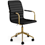 Flash Furniture Taytum 26" Wide Metal Framed Faux Leather Office Chair Black / Gold