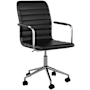 Flash Furniture Taytum 26" Wide Metal Framed Faux Leather Office Chair Black / Polished Nickel