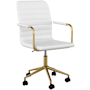 Flash Furniture Taytum 26" Wide Metal Framed Faux Leather Office Chair White / Gold