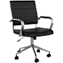 Flash Furniture Piper 22" Wide Metal Framed Faux Leather Office Chair Black / Polished Nickel