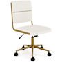 Flash Furniture Lulu 27" Wide Metal Framed Faux Leather Office Chair Cream / Gold