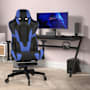 Flash Furniture Shields 29" Wide Faux Leather Adjustable Gaming Office Chair with Extended Weight Limit Blue