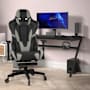 Flash Furniture Shields 29" Wide Faux Leather Adjustable Gaming Office Chair with Extended Weight Limit Gray