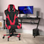 Flash Furniture Leandra 29" Wide Faux Leather Adjustable Gaming Office Chair with Extended Weight Limit Red