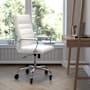 Flash Furniture Pittman 26" Wide Faux Leather Adjustable Executive Office Chair with Extended Weight Limit Chrome / White