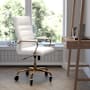 Flash Furniture Pittman 26" Wide Faux Leather Adjustable Executive Office Chair with Extended Weight Limit Gold / White