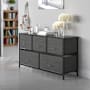 Flash Furniture Orderly Storage Organization 40"W Dresser with 5 Easy Pull Fabric Drawers for Towels, Linens, Bathroom and More Black / Gray