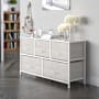 Flash Furniture Orderly Storage Organization 40"W Dresser with 5 Easy Pull Fabric Drawers for Towels, Linens, Bathroom and More White / Gray