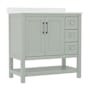 Flash Furniture 36" Free Standing Single Basin Vanity Set with Cabinet and Stone Vanity Top Sage / Nickel