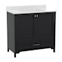 Flash Furniture 36" Free Standing Single Basin Vanity Set with Cabinet and Stone Vanity Top Black