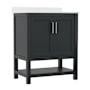 Flash Furniture 30" Free Standing Single Basin Vanity Set with Cabinet and Stone Vanity Top Black / Nickel