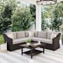Flash Furniture Bedford 5 Piece Rattan Framed Outdoor Sectional Conversation Set Brown