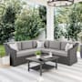 Flash Furniture Bedford 5 Piece Rattan Framed Outdoor Sectional Conversation Set Gray