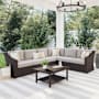 Flash Furniture Bedford 6 Piece Rattan Framed Outdoor Sectional Conversation Set Brown