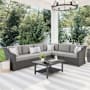 Flash Furniture Bedford 6 Piece Rattan Framed Outdoor Sectional Conversation Set Gray
