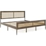 Flash Furniture Jax King Poplar and Rubberwood Bed Frame with Rattan Insets Brown Gray