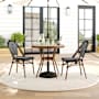 Flash Furniture Lily Pond 3 Piece Aluminum and Rattan Framed Outdoor Bistro Dining Set Black and White / Natural