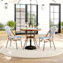 Flash Furniture Lily Pond 3 Piece Aluminum and Rattan Framed Outdoor Bistro Dining Set White and Navy / Natural