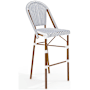 Flash Furniture Lily Pond 19" Aluminum and Rattan Bar Stool White and Navy / Natural