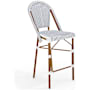 Flash Furniture Lily Pond 19" Aluminum and Rattan Bar Counter Stool White and Navy / Natural