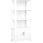 Flash Furniture Hutton 68" Tall Steel and Wood Shelving Unit with Built In Storage Cabinet White / Gold