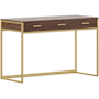 Flash Furniture Ollie 47" Wood Top Steel 3 Drawer Office Desk Walnut / Gold