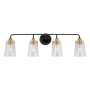 Forte Lighting Ronna 4 Light 35" Wide Bathroom Vanity Light Black and Soft Gold