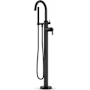 Fortis Brera Floor Mounted Tub Filler with Built-In Diverter - Includes Hand Shower Matte Black