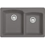 Franke Ellipse 33" Undermount 60/40 Double Basin Granite Kitchen Sink Stone Grey