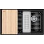 Franke Maris 33" Undermount Single Basin Granite Workstation Kitchen Sink – Includes Basin Rack, Basket Strainer, Colander, and Cutting Board Matte Black