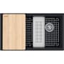 Franke Maris 33" Undermount Single Basin Granite Workstation Kitchen Sink – Includes Basin Rack, Basket Strainer, Colander, and Cutting Board Granite Onyx