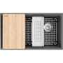 Franke Maris 33" Undermount Single Basin Granite Workstation Kitchen Sink – Includes Basin Rack, Basket Strainer, Colander, and Cutting Board Stone Grey