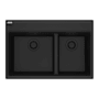 Franke Maris 31" Drop In Low Divide Double Basin Granite Kitchen Sink Matte Black