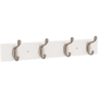 Franklin Brass Casual Curve 15-7/8 Inch Wide Coat and Hat Hook Rack with 4 Double Hooks Pure White / Nickel