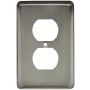 Franklin Brass Stamped Steel Round Single Duplex Outlet Wall Plate Brushed Nickel
