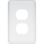 Franklin Brass Stamped Steel Round Single Duplex Outlet Wall Plate White