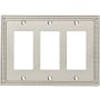 Franklin Brass Classic Beaded Triple Rocker / GFI Outlet Wall Plate Brushed Nickel