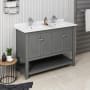 Fresca Manchester 48" Free Standing Double Basin Vanity Set with Wood Cabinet and Quartz Vanity Top Gray Wood Veneer