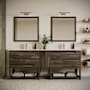 Fresca Formosa 84" Free Standing Double Basin Vanity Set with Cabinet and Quartz Vanity Top Acacia Wood / Countertop White