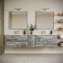 Fresca Formosa 84" Wall Mounted Double Basin Vanity Set with Cabinet and Quartz Vanity Top Sage Gray