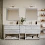 Fresca Formosa 84" Free Standing Double Basin Vanity Set with Cabinet and Quartz Vanity Top Rustic White