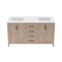 Fresca Silas 60" Free Standing Double Basin Vanity Set with Cabinet and Quartz Vanity Top Vanilla Oak