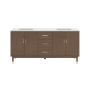 Fresca Sawyer 72" Free Standing Double Basin Vanity Set with Cabinet and Quartz Vanity Top Mocha Birch