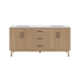 Fresca Sawyer 72" Free Standing Double Basin Vanity Set with Cabinet and Quartz Vanity Top Sunburst Oak
