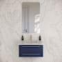 Fresca Lucera 30" Wall Mounted Single Basin Vanity Set with Cabinet and Quartz Vanity Top Royal Blue