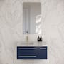 Fresca Lucera 36" Wall Mounted Single Basin Vanity Set with Cabinet, Quartz Vanity Top, and Left Offset Rectangular Sink Royal Blue