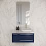 Fresca Lucera 36" Wall Mounted Single Basin Vanity Set with Cabinet, Quartz Vanity Top, and Right Offset Rectangular Vessel Sink Royal Blue